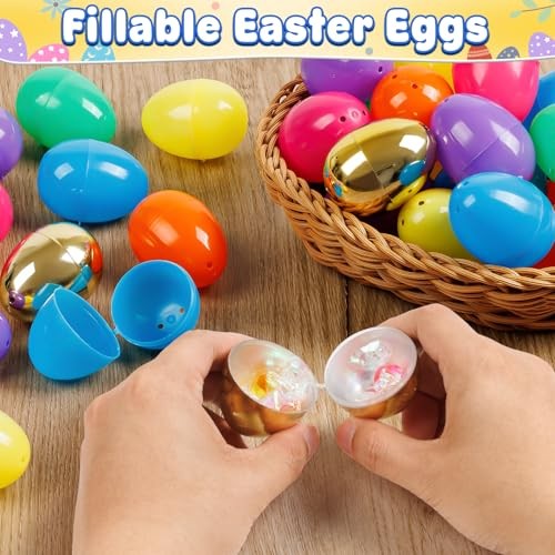 PCS Plastic Easter Eggs, 2.4'' Bulk Empty 1000 Colorful with 12 Golden 1012