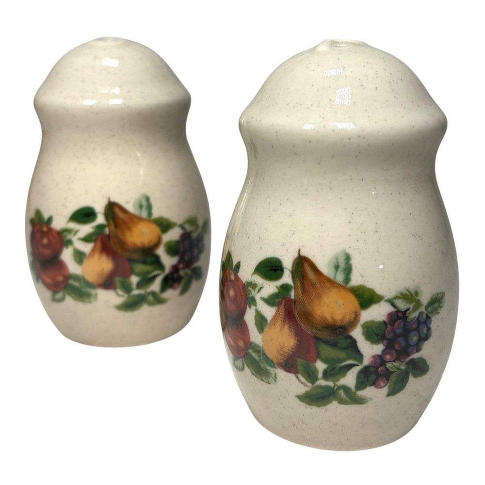 Oneida Sakura Sonoma Salt & Pepper Shaker Set, Discontinued Fruit Pattern, 3.5"