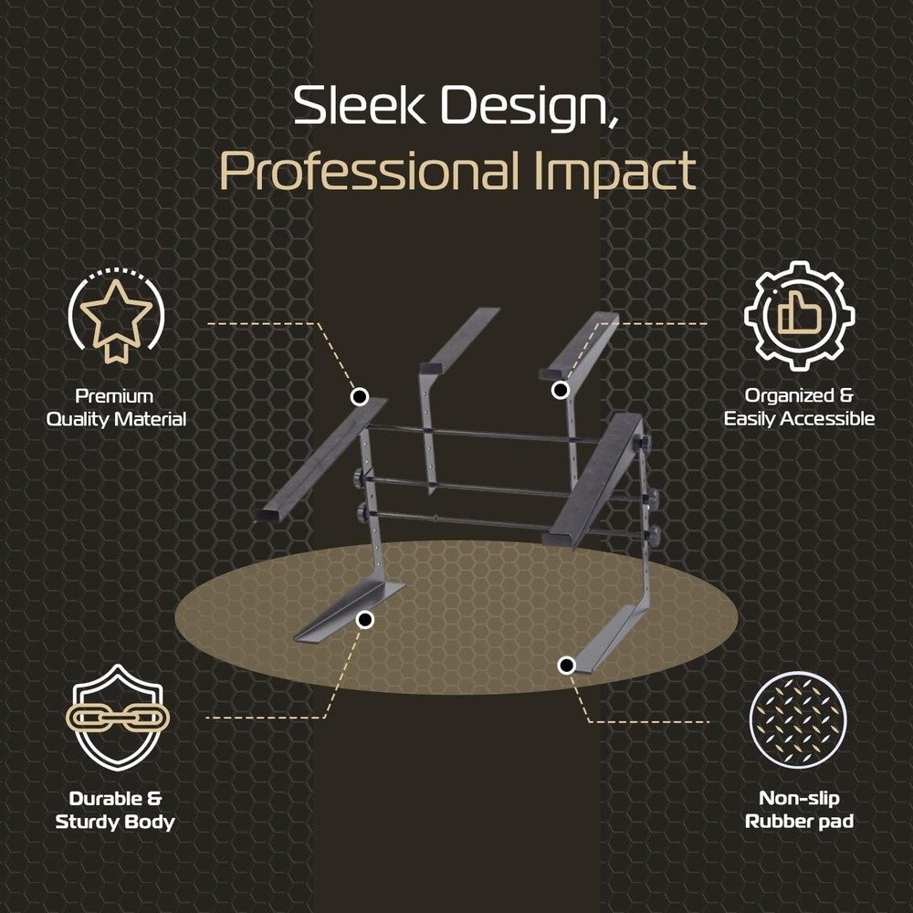 Sleek DJ Controller Stand with Adjustable Heights=