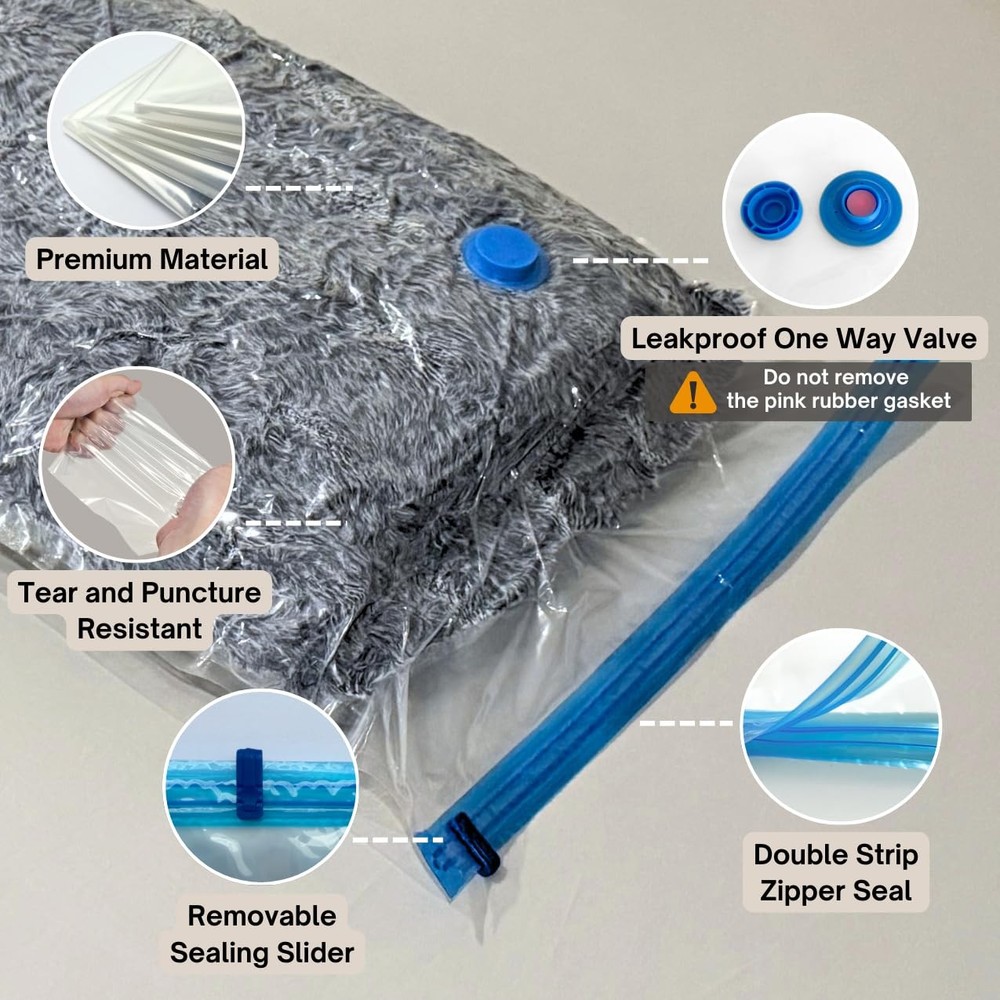25 Pack Vacuum Storage Bags with Pump, Compression Space Saver for Comforter,...