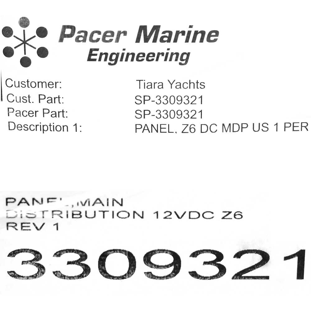 Tiara Yachts Boat Main Distribution Panel 3309321 | 12 VDC White