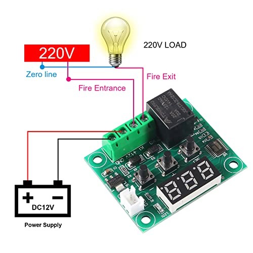 W1209 DC 12V Digital Temperature Controller Board Blue Digital Display 1pc Blue