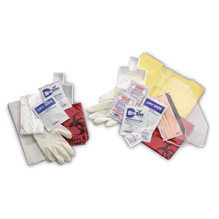 Biohazard Spill Kit, Pull String Bag, Red,  3Zdw1