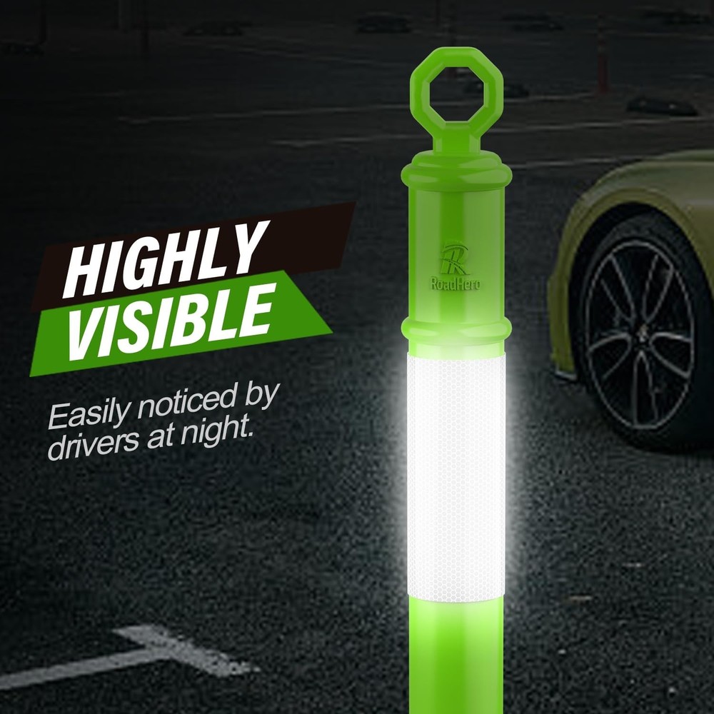 45 Inch 3 Pack Delineator Post with Base, Lime Green Traffic Delineator Posts...