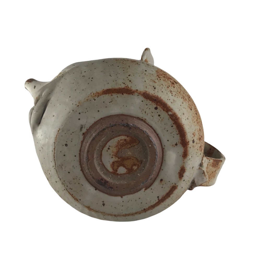 Studio Pottery Rat Face Teapot Signed GK
