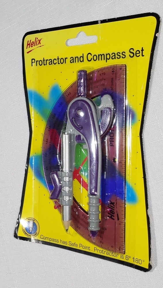 Helix Protractor Compass Set School Math Geometry Drawing Art, New