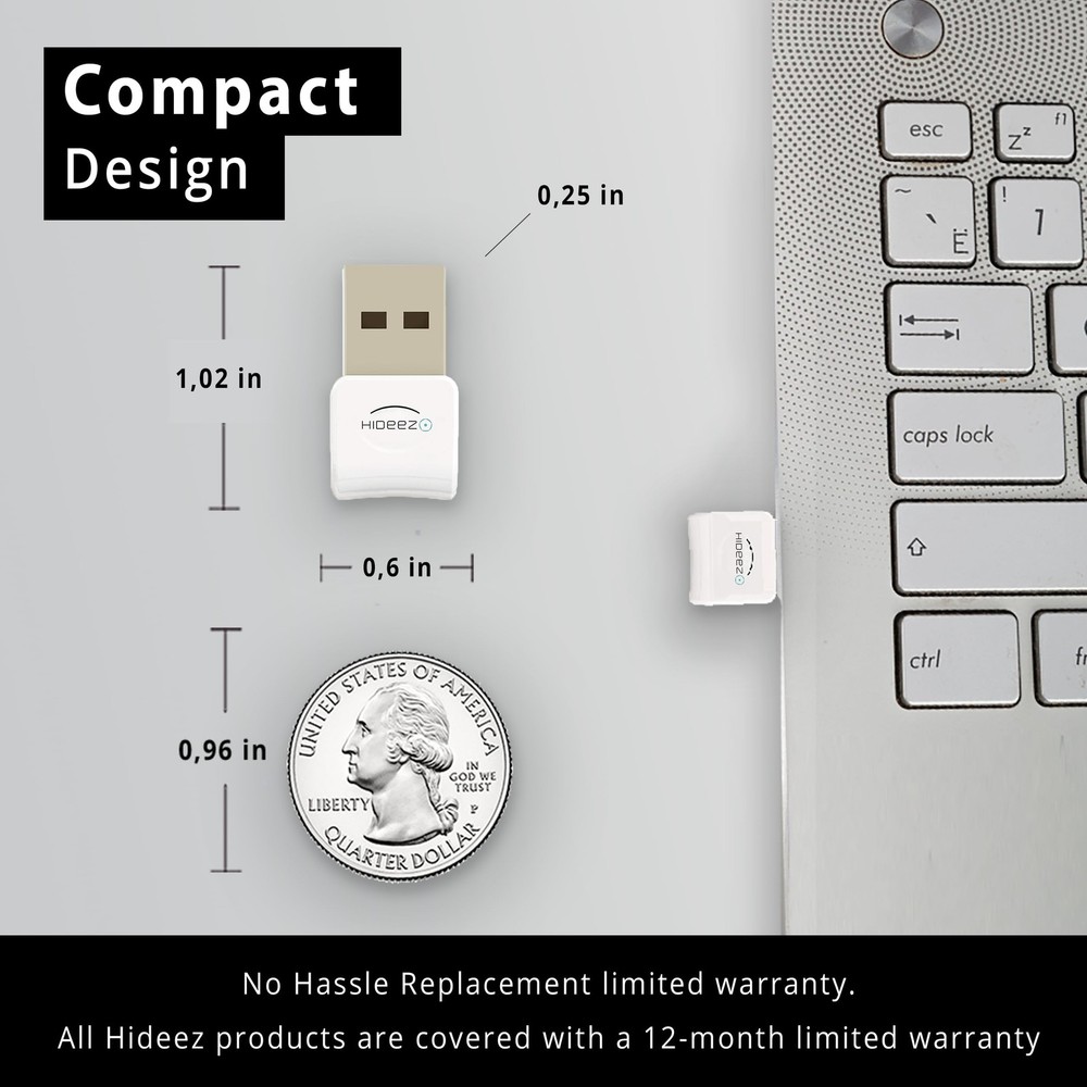 Hideez USB Bluetooth Adapter for PC, macOS, Linux, ChromeOS, Raspberry Pi – L...