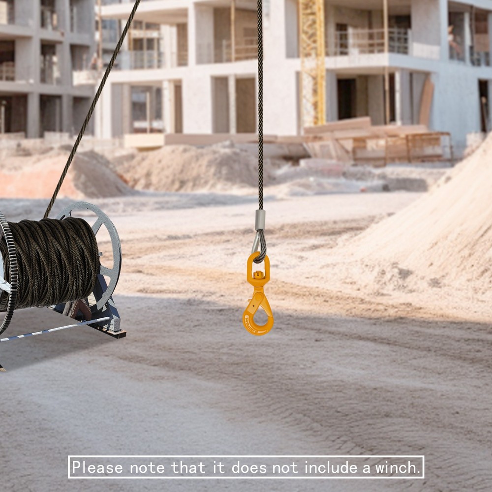 Wire Rope Winch Cable,7/16"*50ft Winch Cable with Self Locking Hook Carbon Steel