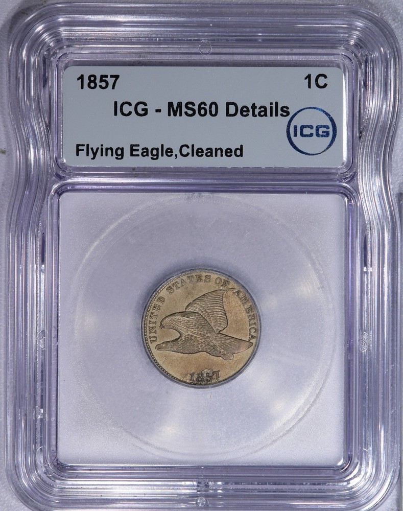 1857 Flying Eagle Cent 1C ICG MS60 Details