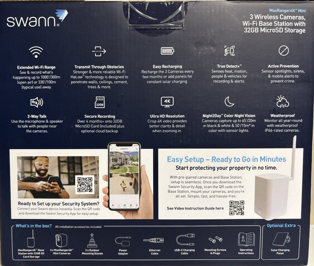 Swann MaxRanger4K Mini Wireless NVR Security System • 3-Pack