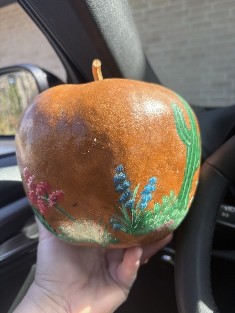 Large Cactus Apple Gourd - Hand Painted