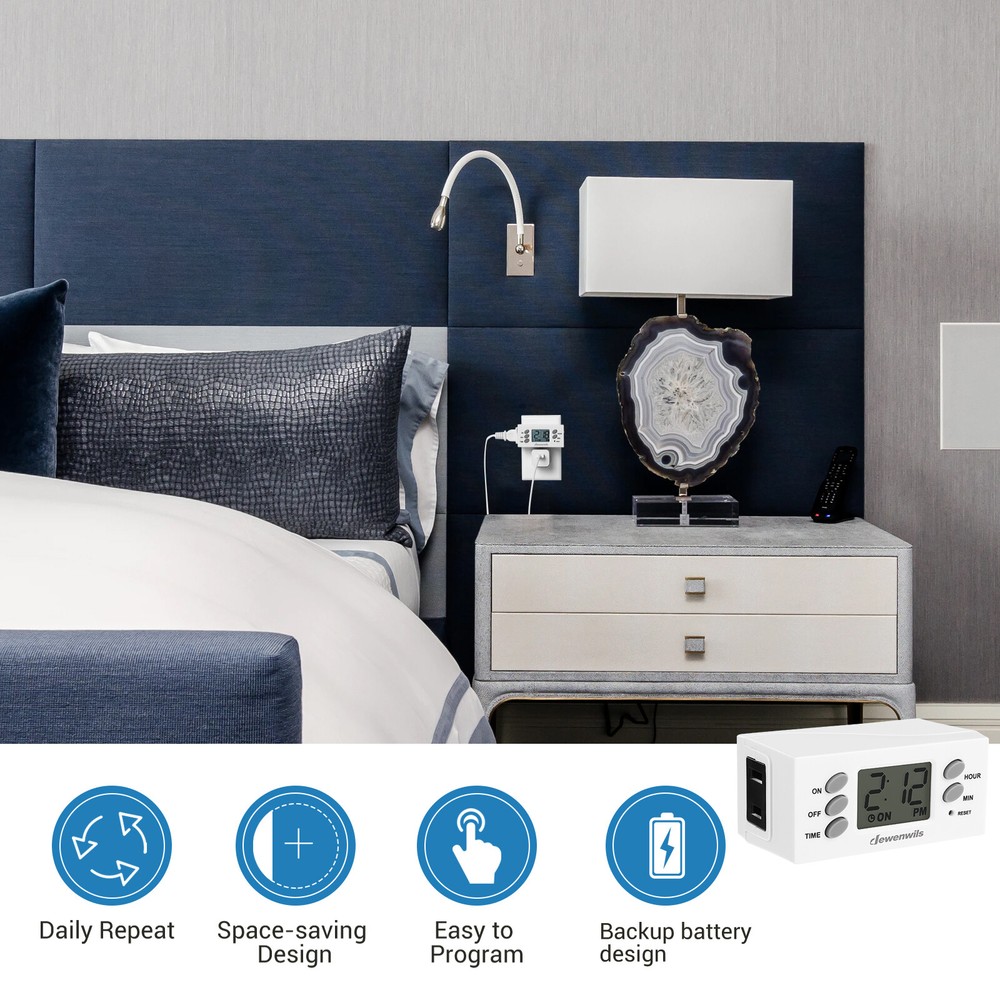 DEWENWILS 2 Pack Light Timer Digital Programmable Plug in Lamp Timer Switch