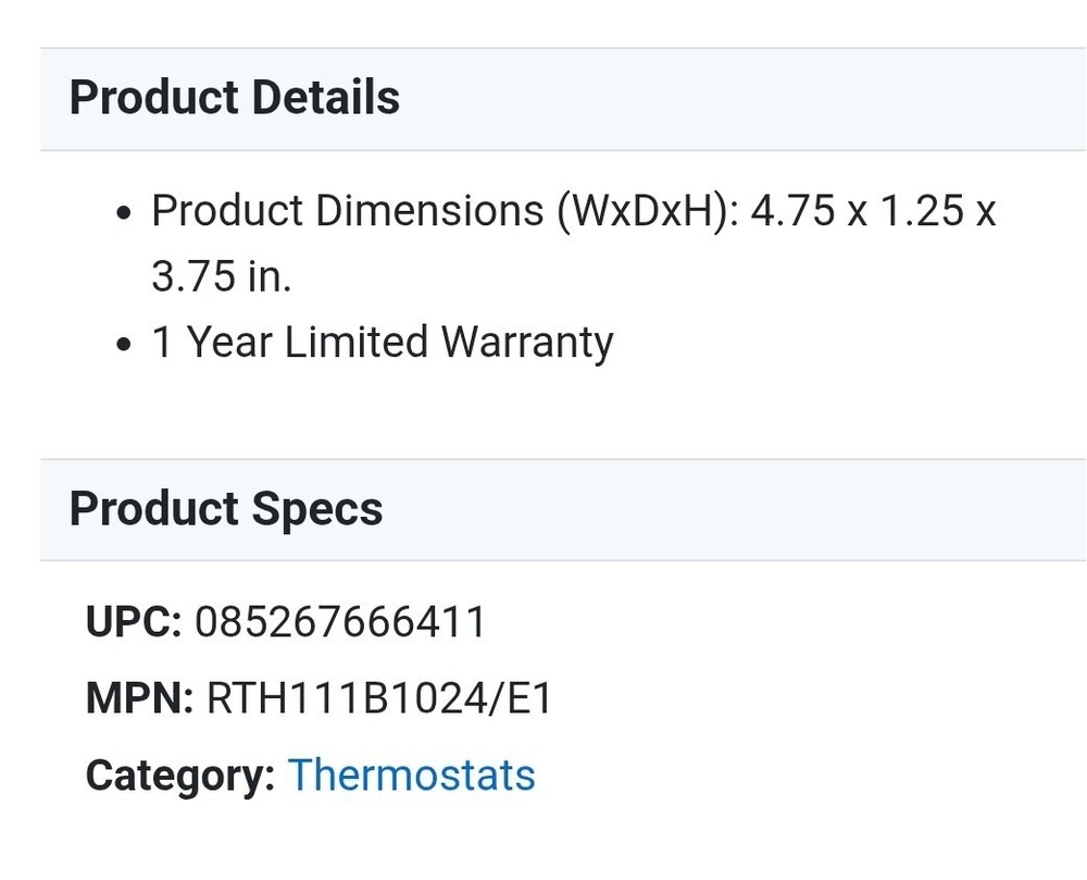 NIB Honeywell Home Thermostat RTH111B Non-Programmable