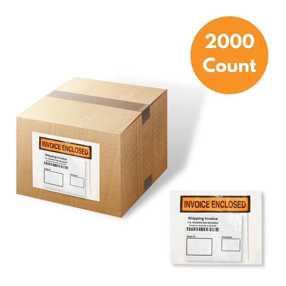 2000 4.5" x 5.5" Packing List Slips Invoice Envelopes Panel Face Box Labels