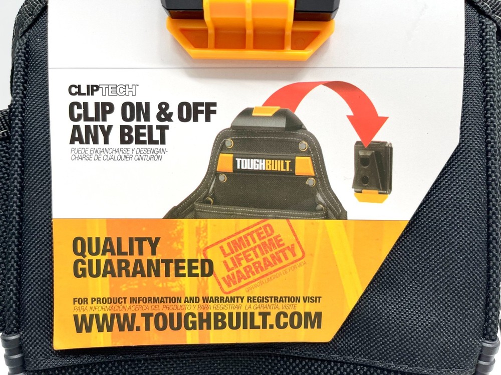 NWT - ToughBuilt Project Pouch / Hammer Loop, ClipTech Tool Belt Black, TB-CT-24