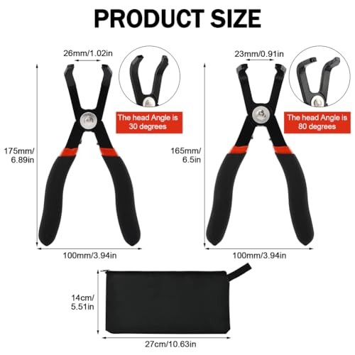 2 Pack Push Pin Pliers Set, Efficient Multi-Functional 30 Degree and 80 Degree