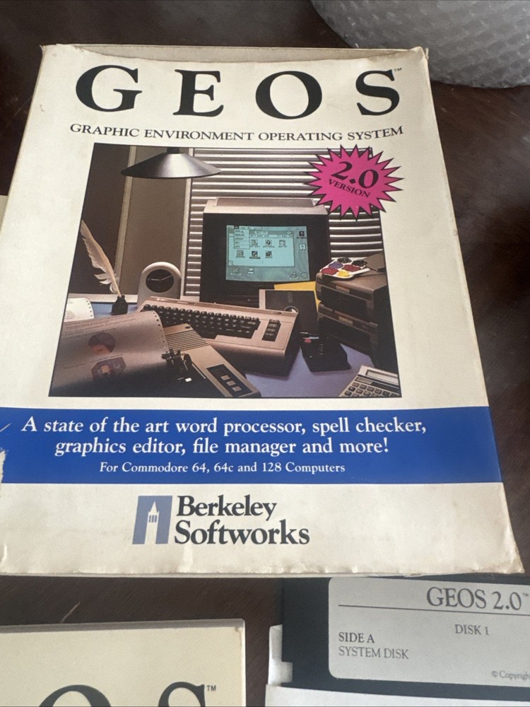 GEOS 128 2.0 Commodore 128 Operating System w/ Box, Manuals, Paperwork...