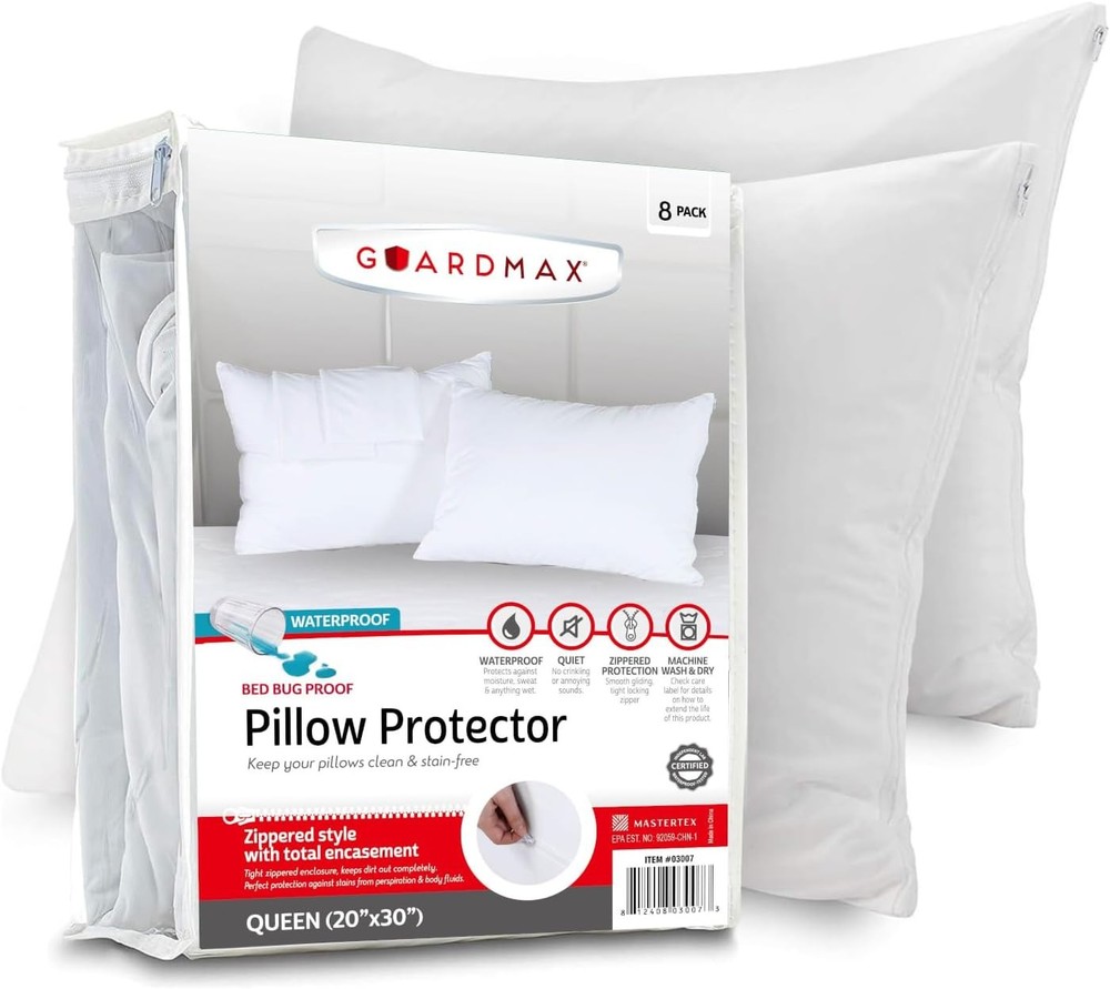 Jersey Knitted Pillow Protector with Zipper Queen Size - 8 Pack - 100%