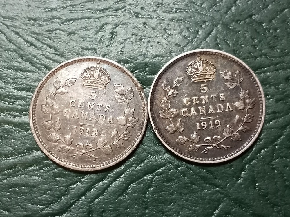 10 Higher Grade Assorted Canada 5 Cents - .925 Silver