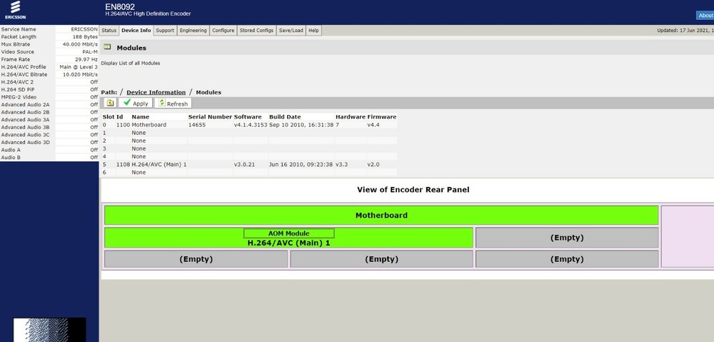 TANDBERG ERICSSON Encoder EN8092 HD SDI MPEG-4 HE-AAC AVC AOM AllLicenseEnabled