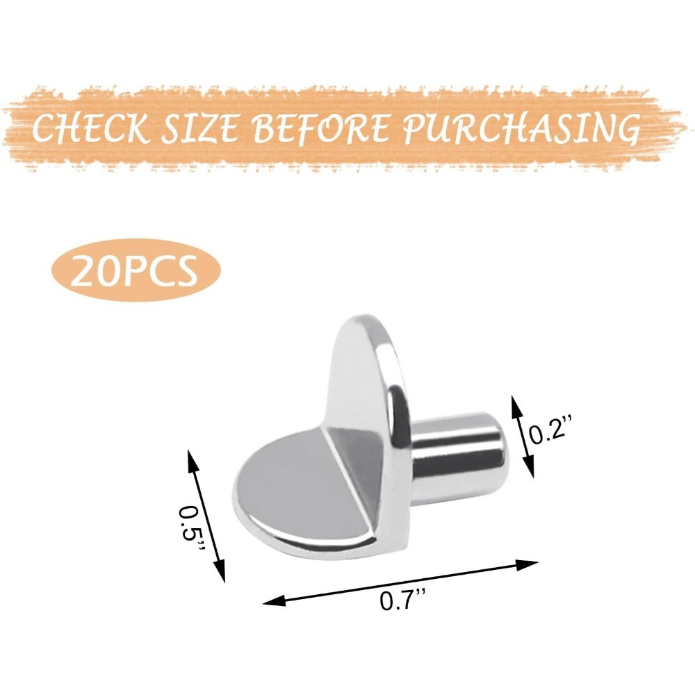 20Pcs 5mm Silver Solid Metal Laminate Support Hooks Pins for Kitchen Cabinets US