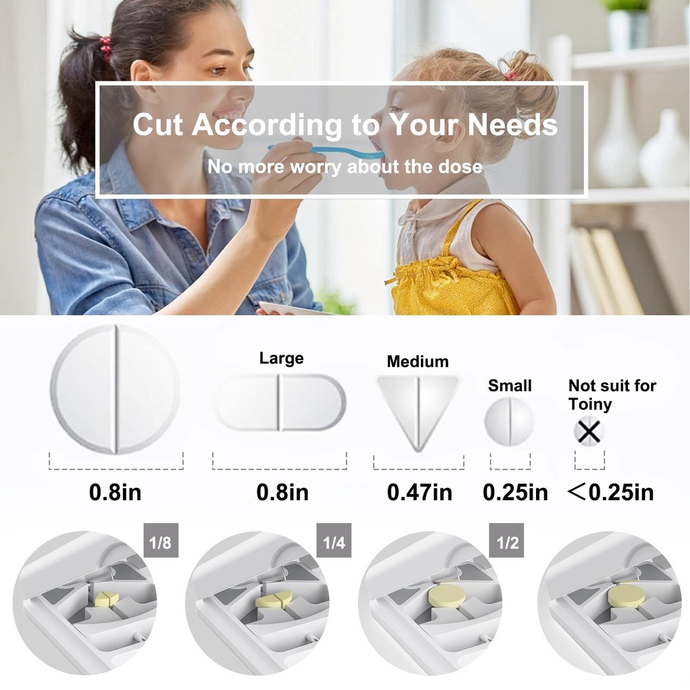 Pill Cutter with Auto Centering and Stainless Blade Includes Leather Case