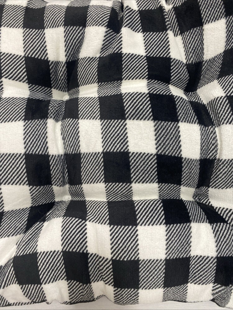 Vibrant Life - Black And White Plaid Checker Rectangular Pet Bed - 32” x 24”