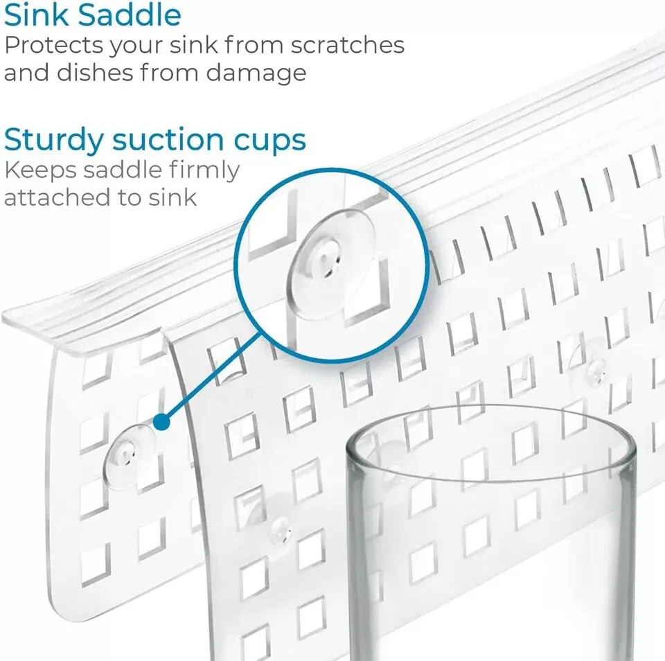 Mat Protector Double Sink Divider Clear Kitchen Dish Safe Durable Grips Saddle