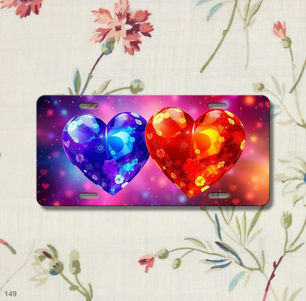 Bright Hearts License Plate Your Text Front Plate Everyday Gift