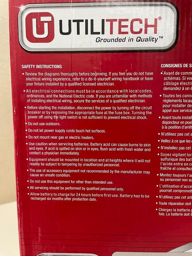 Utilitech LED Emergency Exit Sign Red Exit Sign Lighting Battery Backup #0007223