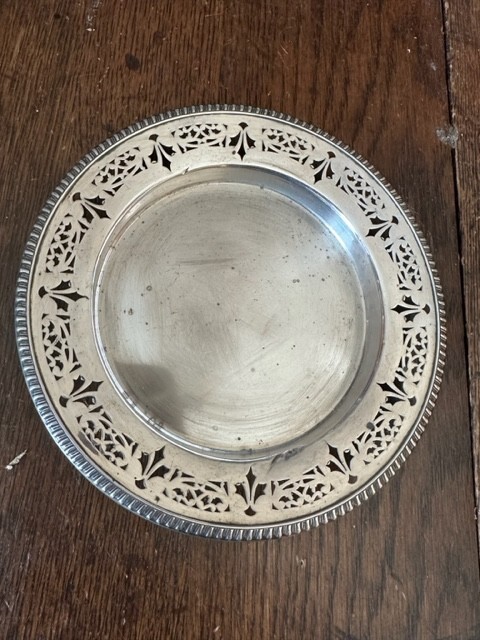 Antique Solid Hallmarked Silver 925 Ornate Dish 97g Table Ware 1926 Art Deco