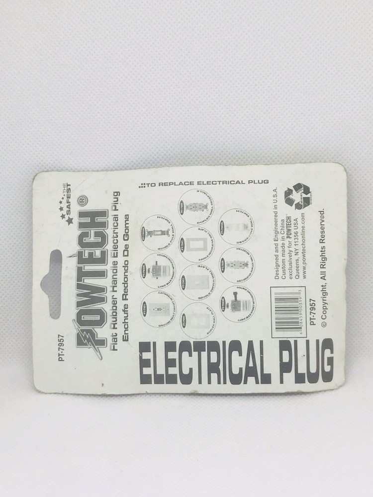 Powtech Flat Rubber Handle Electrical Plug Replaces -PT-7957…79