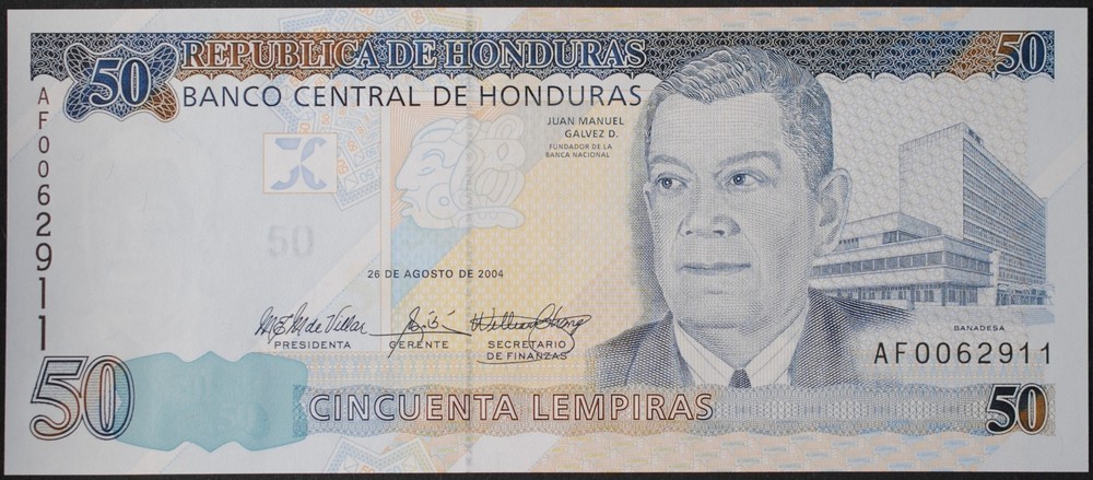 Honduras P94a 50 Lempiras  Gem Uncirculated