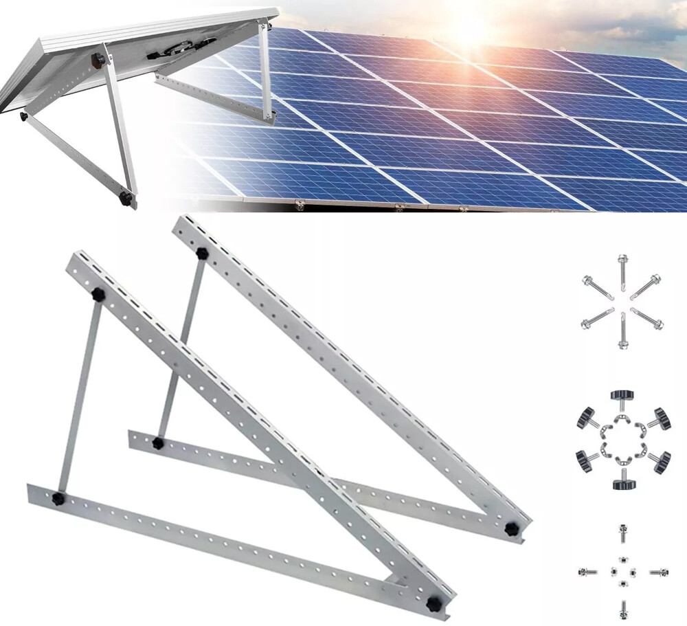 4PCS Solar Panel RV Tilt Mount Brackets Rooftop Flat Surface Adjustable Frame US