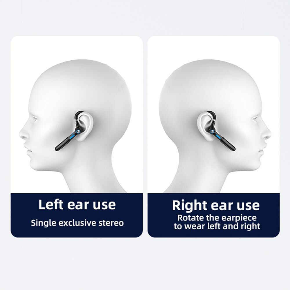 Bluetooth 5.0 Headset Wireless Driver Earpiece with Microphone Rotating Earbuds