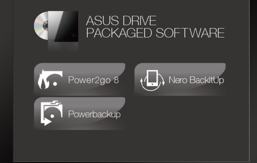 Asus CD/DVD/BlueRay Disk Suite Software DVD (includes Power2Go 8 and BackitUp)
