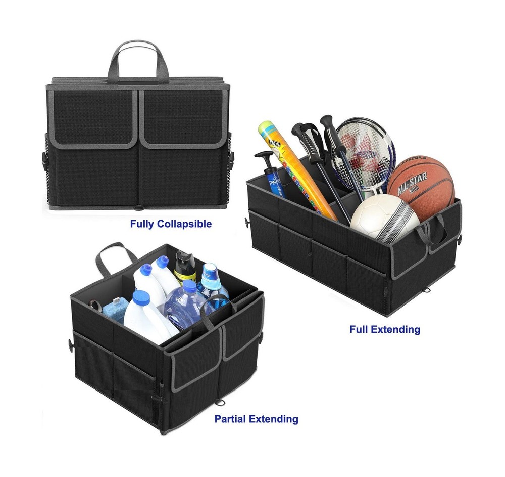 EPAuto Foldable Car Trunk Organizer, 3-Compartment with Removable Divider, Bl...