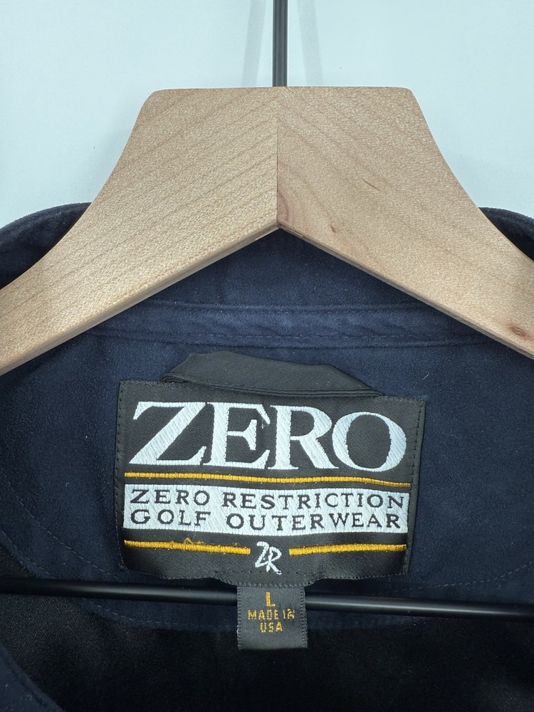 Zero Restriction Pullover Mens Large Blue Microsuede Golf Jacket Made In USA