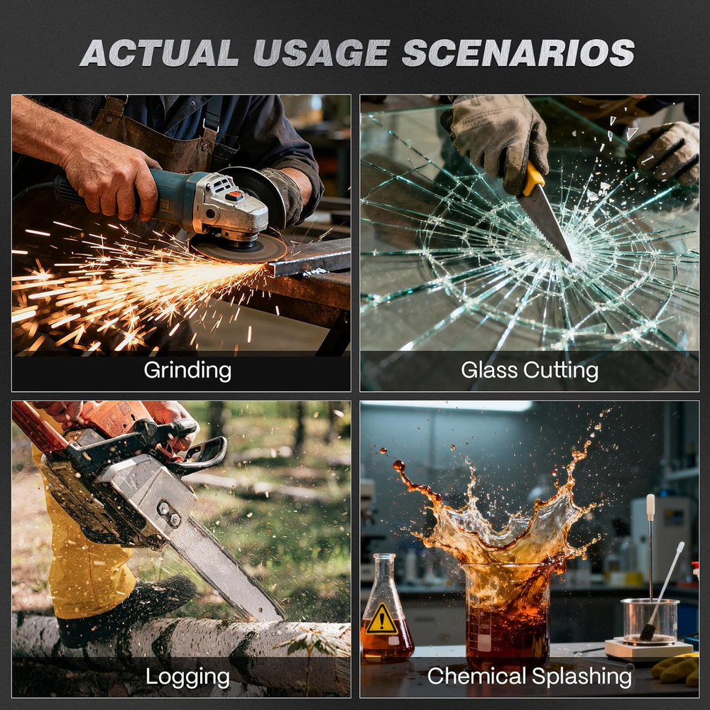 Panoramic Full Face Shield, Full Face Impact Resistant Mask with Polycarbonate V