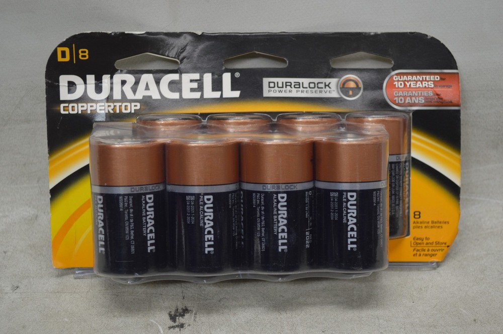 DURACELL D/8 8-Pack Batteries *New Unused*