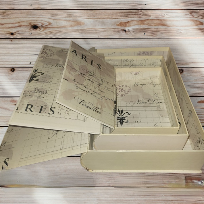Set of 3 - Paperboard Nesting Book-Shaped Decorative Storage Hiding Boxes
