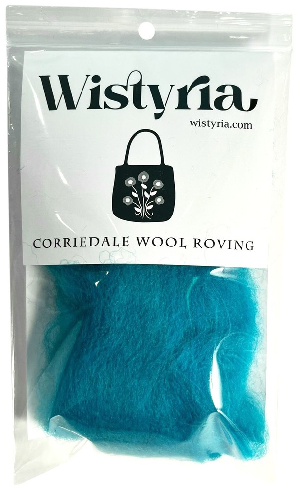 Wool Roving 12" .22oz Turquoise