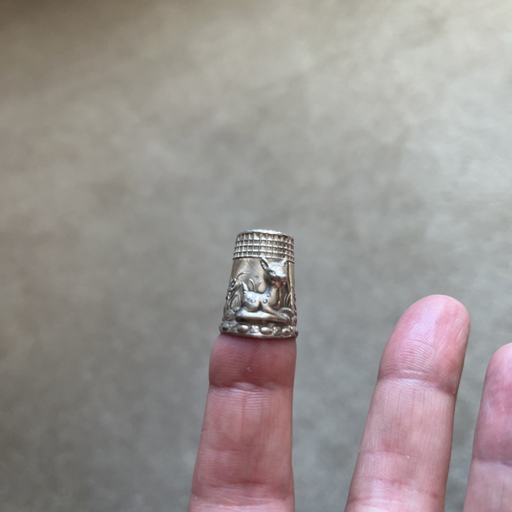 Vintage Sterling Silver Embossed Bambi Design Thimble