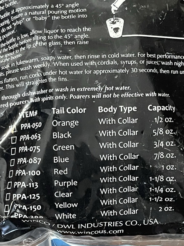 Measured Pourer, 1/2oz Orange Tail 12 pack