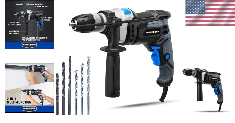 7.5-Amp Variable Speed Hammer Drill Kit