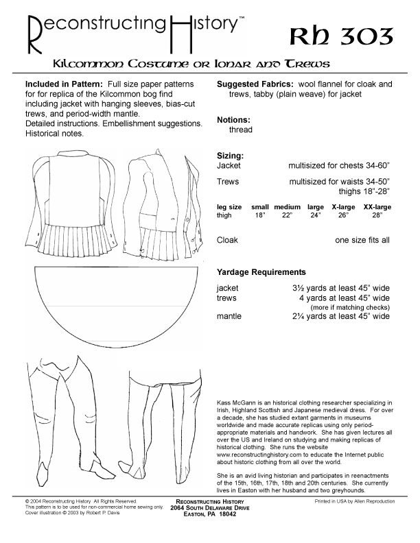 RECONSTRUCTING HISTORY KILCOMMON JACKET AND TREWS - 303 MAN 16TH CENTURY