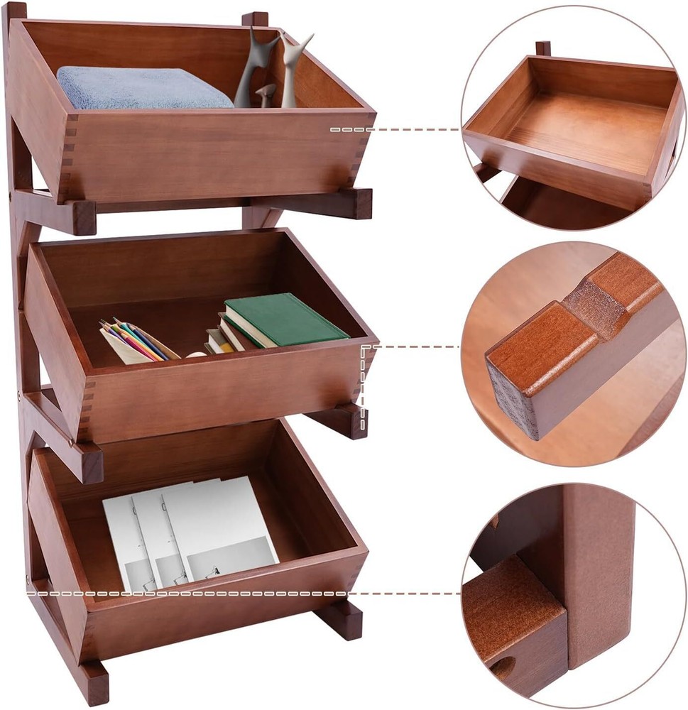 Fruit and Vegetable Storage Rack, 3-Tier Pull-Out Snack Stand Fruit Basket Stand