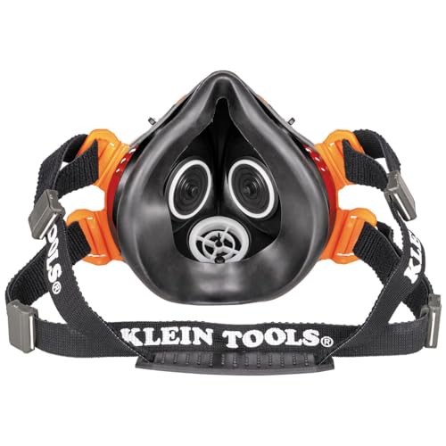 Klein Tools 60552 Reusable P100 Half-Mask P100, Medium/Large, Orange/Black