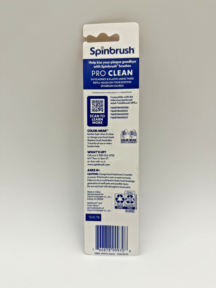 Spinbrush NEW PRO CLEAN Replacement Heads, Soft 2-Pack NEW