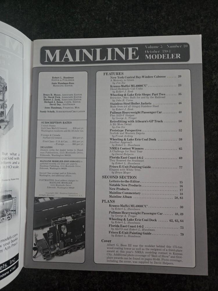 Mainline Modeler Magazine October 1984 Vg+ Vintage